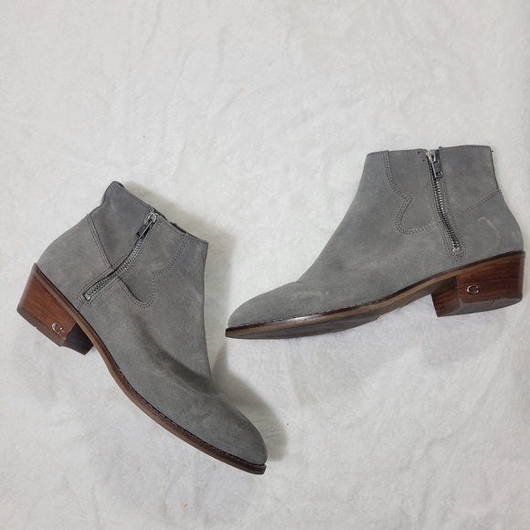 Coach Dani Ankle Bootie double zipper gray suede leather size 38.5 US 8 - Picture 3 of 15